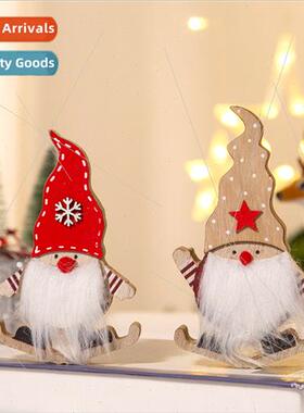 New Christmas decorations Santa Claus sleigh wooden ornament