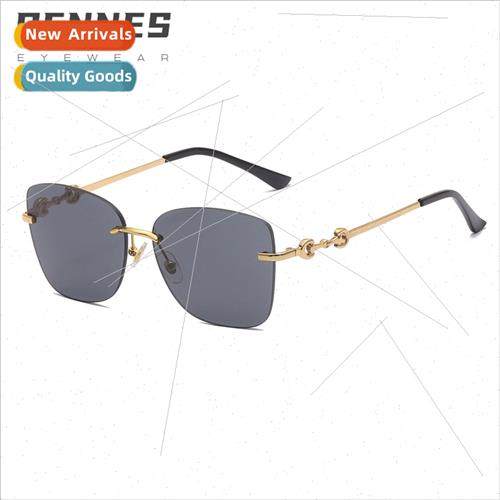 new rimless gradient color sunglasses Korea retro tide sungl