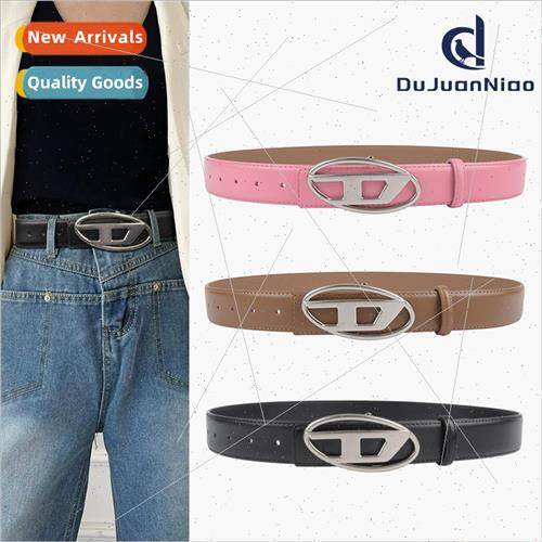 New leather ladies wide belt simple versatile retro letters