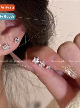 Koreasimple silver pin small earrings star zirconia raise ea