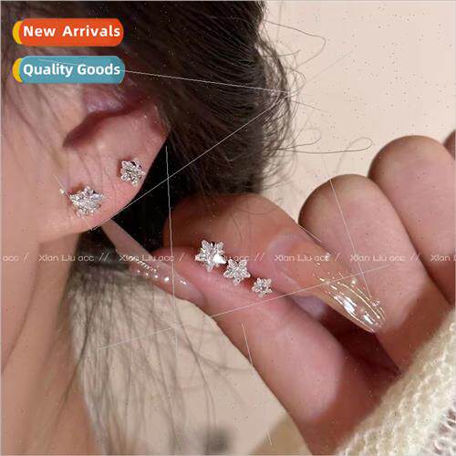 Koreasimple silver pin small earrings star zirconia raise ea