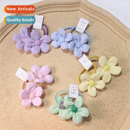 Korean children cloth striped flowers hair rope ltle girl do
