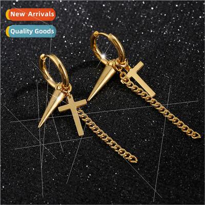 Excellent titanium steel punk hip-hop rock tide dumbbell ear