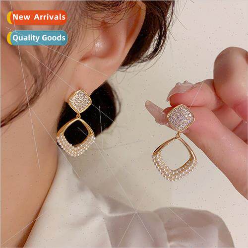 s925 silver needle celebry fashion simple geometric diamond
