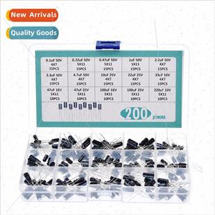 200PCS Inline Electrolytic Capacor Boxed K 0.1UF 50V-220UF 1
