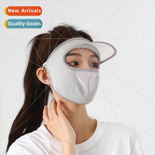 Summer sunscreen mask hat integrated men women ice silk thin