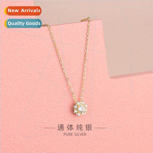s925 silver plated 14K yellow gold wh diamonds small sun nec