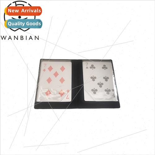 Double 7 Printing Black Small Leather Wallet 7 Hearts 7 Club