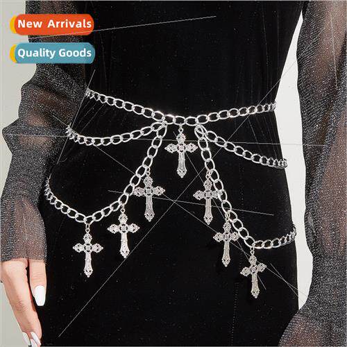 MW3202 Europe waist chain alloy hollow cross pendant wave si