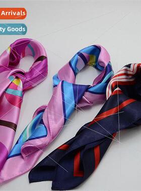 lk Scarf Women Striped Small Square Scarf Workplace Accessor