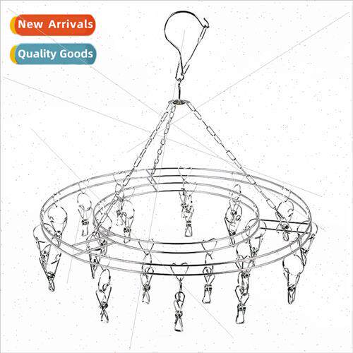 Stainless steel drying rack multi clips drying socks round d