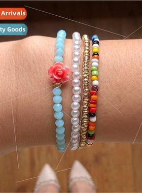 Europe  elastic rope rose crystal bracelet women ins multila