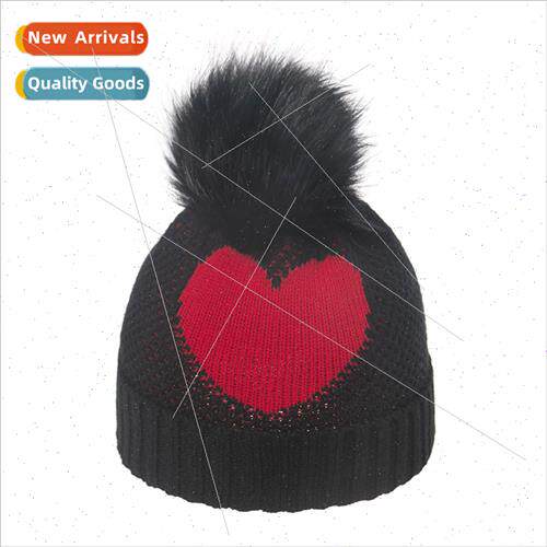 Korean  autumn winter warm children love knted cap wool ball