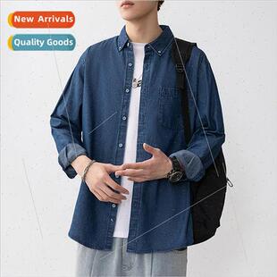 Cowboy long-sleeved shirt men autumn new 2023 loose tide HK