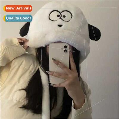 Cute cartoon puppy plush hat female fall winter cycling warm
