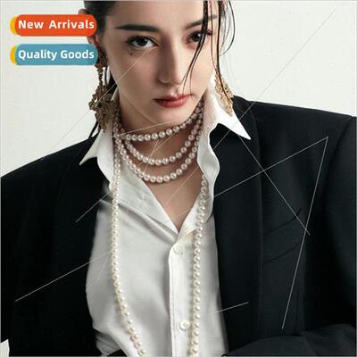 French knotted sweater chain fall winter handmade beaded nec
