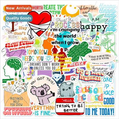 50 inspirational text stickers school season colorful Englis