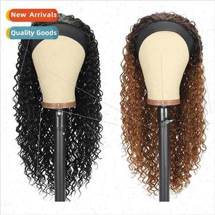 Europe Women Hairband Long Curly Wigs African Hair Turban Br