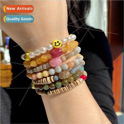 ancient colorful popping stone crystal beads couple bracelet