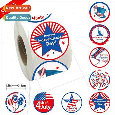 American Independence Day Flag Rollup Stickers Holiday Celeb