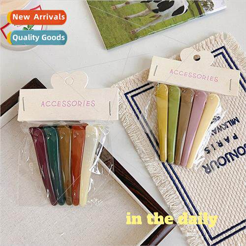 Morandi color simple side hair clips duckbill clip Korean  b