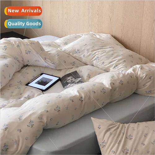 New simple rustic cotton printing bed four-piece washable wa