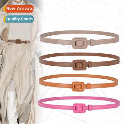 Korean thin belt simple retro two layers cowhide small West