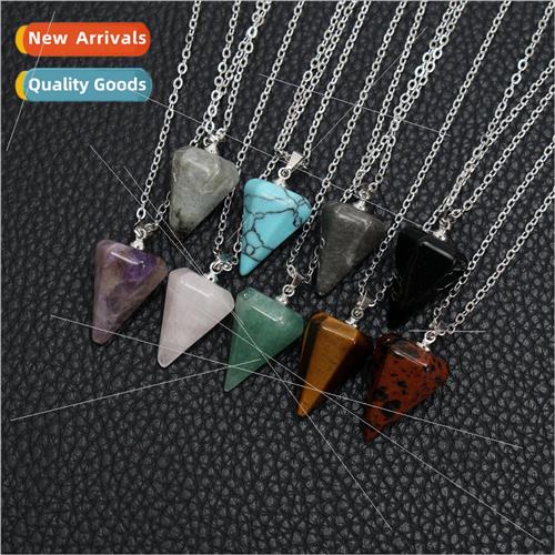 Europe new natural stone hexagonal prism conical pendulum cr