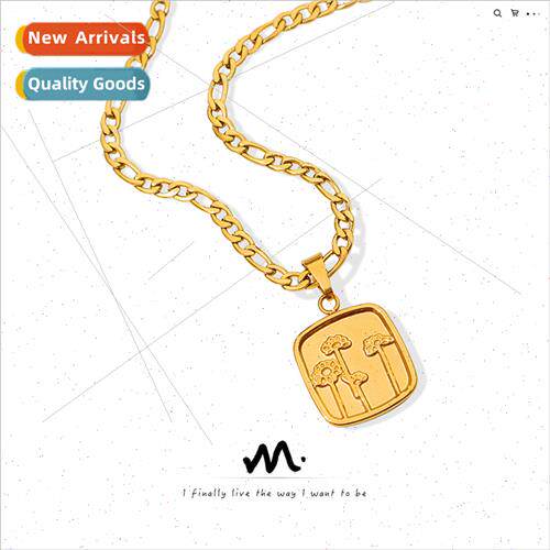 French ins fashion versatile necklace floral square necklace