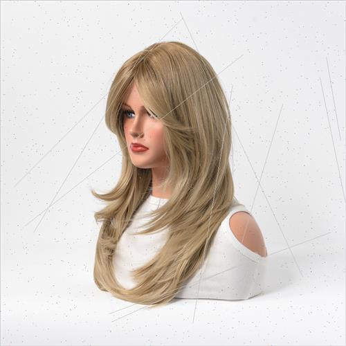 Gradient inward wig wig  high temperature silk oblique bangs