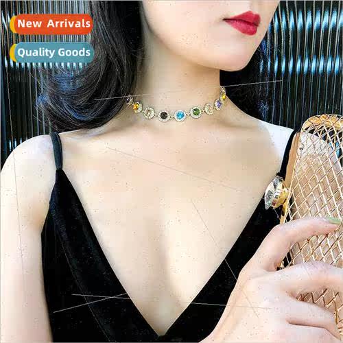 Europe fashion colorful diamond necklace court princess retr