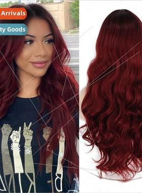 Europe wigs 适用women Fashion without bangs long big waves c