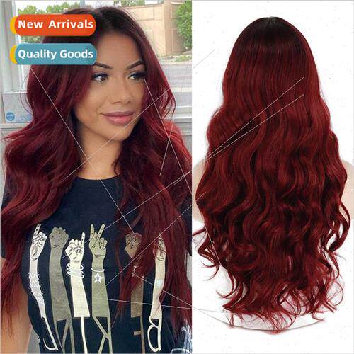 Europe wigs 适用women Fashion without bangs long big waves c