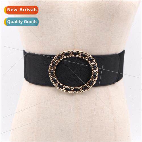 Korea fashion metal circle decorative buckle elastic waist s