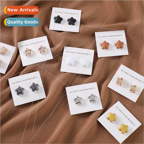 Pentagram alloy strong magnetic buckle silk scarf clip brooc