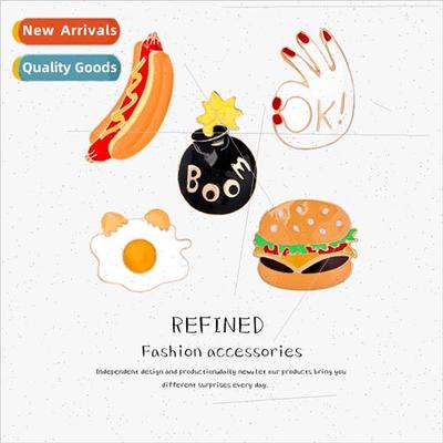 creative cartoon mini bomb burger pizza hot dog eating pin s