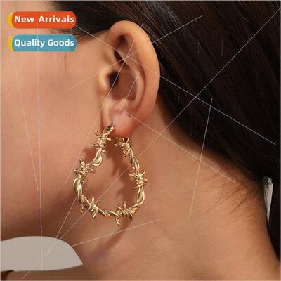 Temperament heart-shaped earrings cold wind retro knotted tw