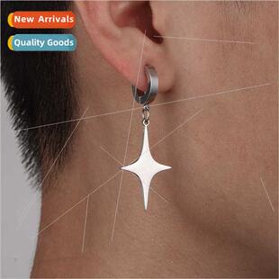 Europe set punk symmetrical stainless steel simple star earr