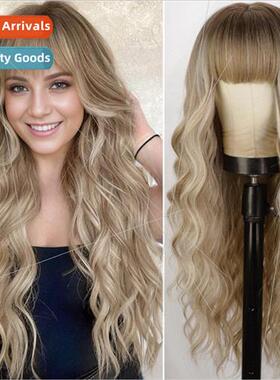 YN693 Europe wig bangs big wave long curly hair chemical fib