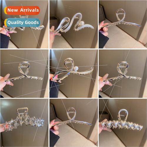 Diamond pearl irregular metal hair clips niche fashion plate