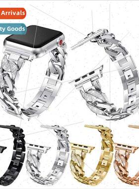 适用apple apple watch1/2/3/4/5/6/7/SE/8 new metal with diamo