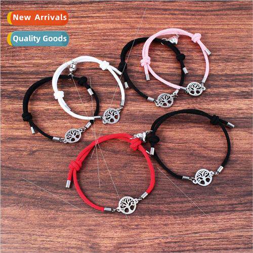 Europe stainless steel e life love magnet couple bracelet pa