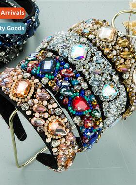 geometric ultra-flash glass diamond crystal fabric hair band