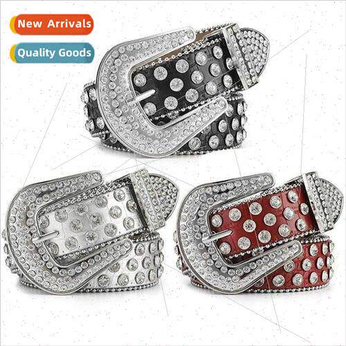 Europe men women belt fashion nd rivets rhinestone inlaid wi