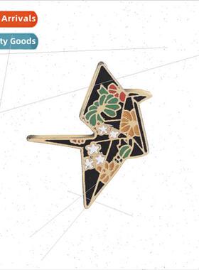 Europe new enameled brooch Printed Thousand Paper Cranes all