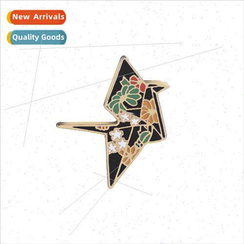 Europe new enameled brooch Printed Thousand Paper Cranes all
