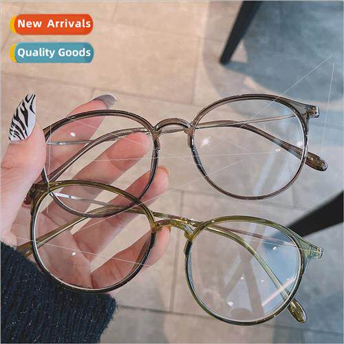 Round frame anti-blue light glasses cold tea-colored myopia