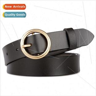 Belt Cowhide Jeans Round Casual Ladies Decoration Bel Buckle
