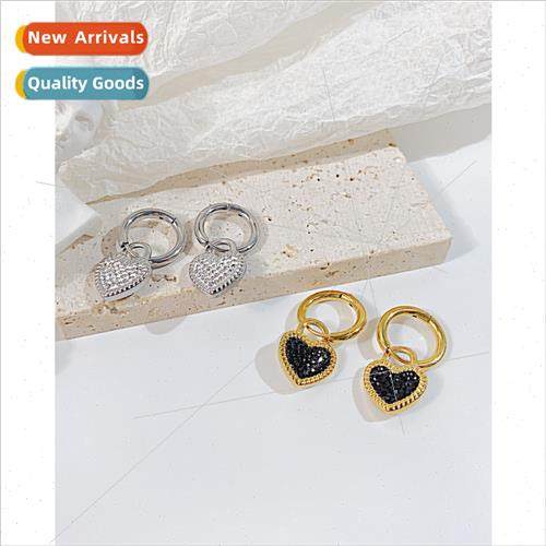 Europe niche love heart stainless steel earrings peach heart