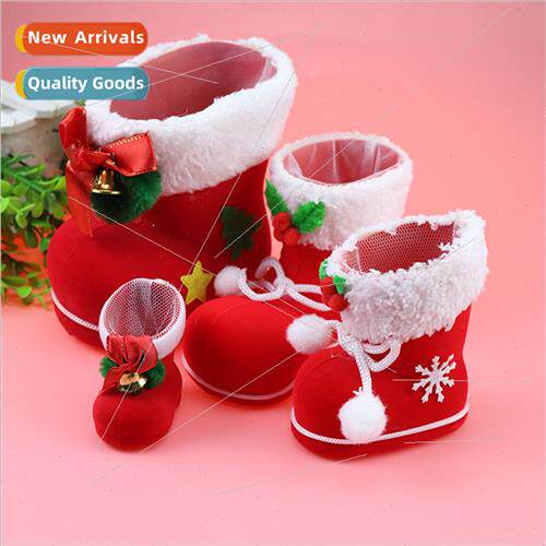 Creative Christmas Candy Boots Red Flocked Boots Pencil Bag
